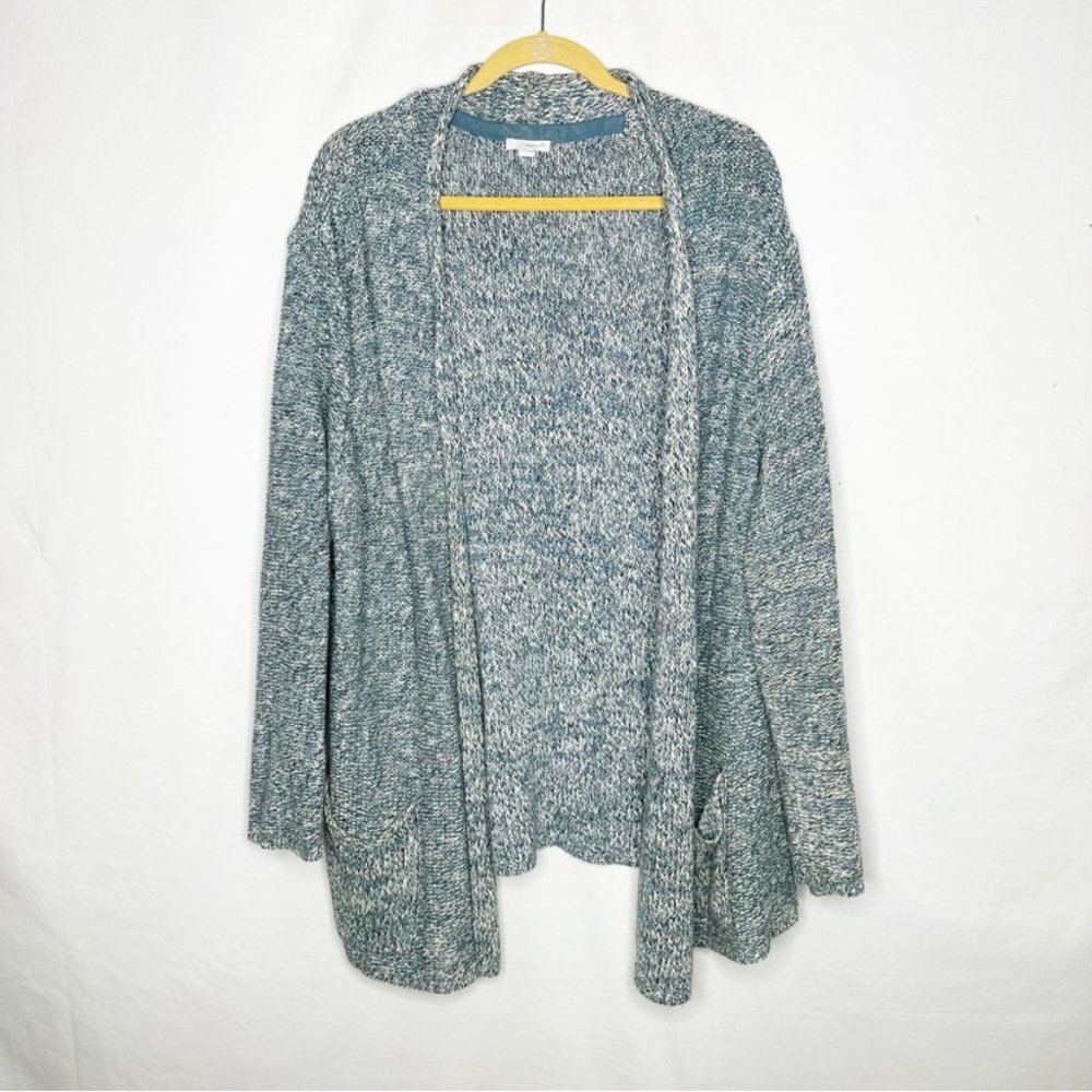 PURE J.JILL Blue Marbled Open Knit Cardigan in Large